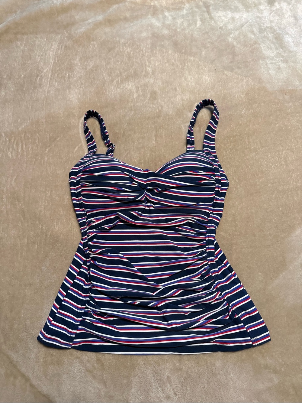 Nip Tuck Striped Navy, White & Pink Women’s Swim Tankini Top
